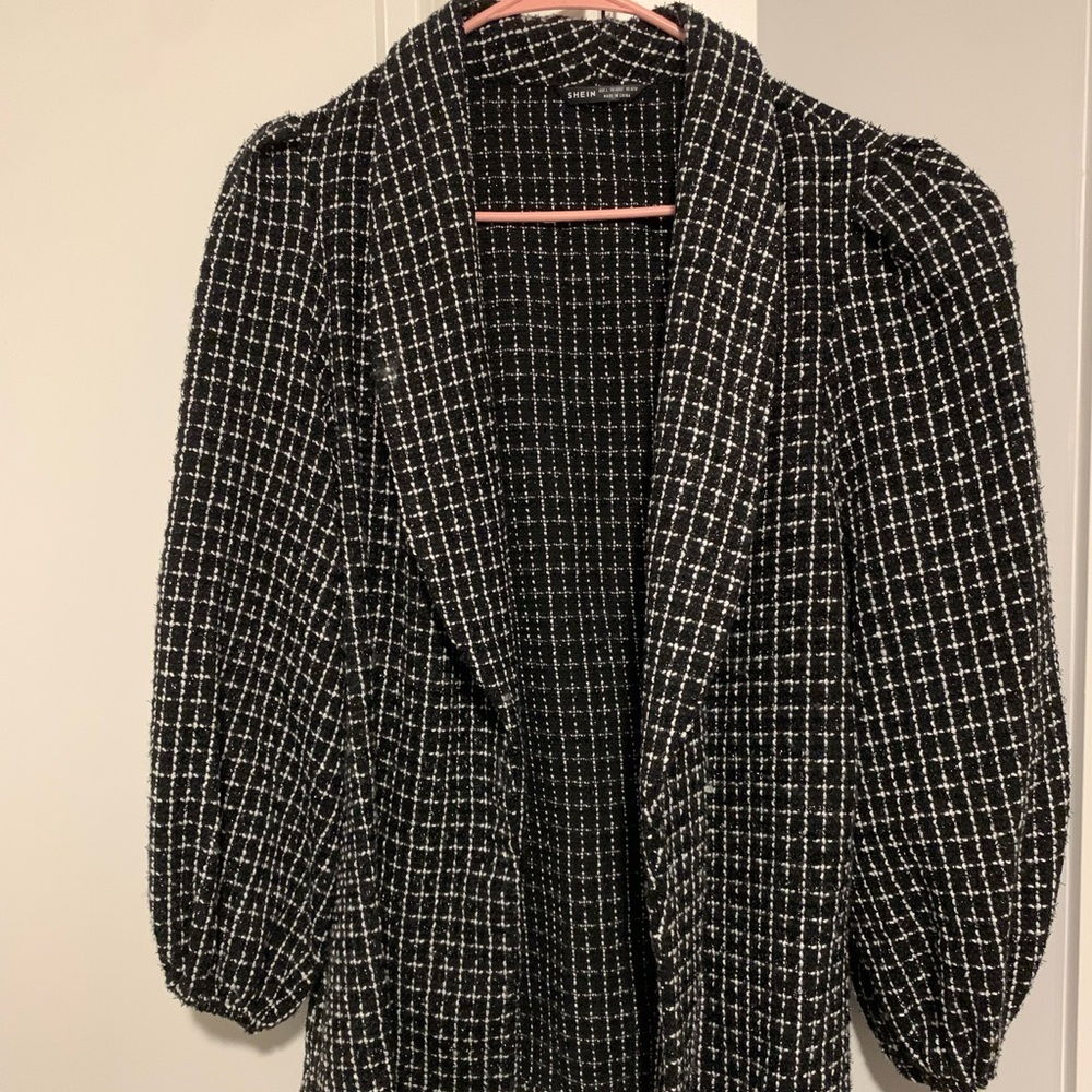 Shawl Neck Sleeve Tweed Coat